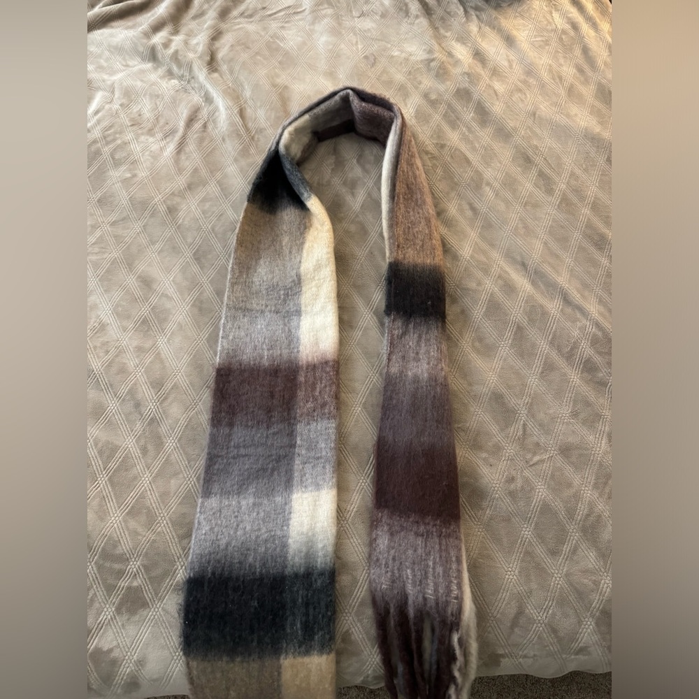 Boohoo Chunky Black Check Tassel Scarf